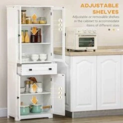 HOMCOM Freestanding Glass Door Kitchen Cabinet - White - 835-926V80WT 5 HOMCOM Freestanding Glass Door Kitchen Cabinet - White - 835-926V80WT -Kitchen Series Shop hz288c1863065bb44.jpg