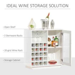 HOMCOM Freestanding Wine Rack & Glass Holder - White - 801-191 -Kitchen Series Shop icybef17dc4afed7e.jpg
