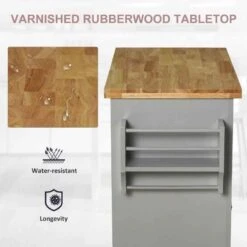 HOMCOM Rubberwood Top Rolling Kitchen Island - Grey - 801-161GY 7 HOMCOM Rubberwood Top Rolling Kitchen Island - Grey - 801-161GY -Kitchen Series Shop ixjdcf17dc59dec7b.jpg