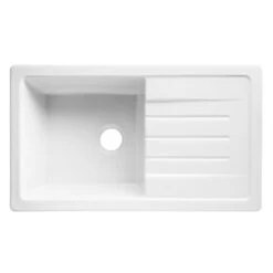 Thomas Denby Jarla Mini 1 Bowl Ceramic Kitchen Sink & Drainer - White - JAR1030