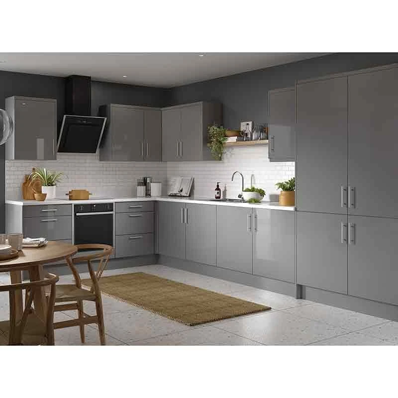Kitchen Kit Slab 400mm Base Cabinet - Super Gloss - Dust Grey - Flatpacked - FKKF0302 Kitchen Kit Slab 400mm Base Cabinet - Super Gloss - Dust Grey - Flatpacked - FKKF0302 -Kitchen Series Shop k i kitchen kit fkkf0302 lifestyle1