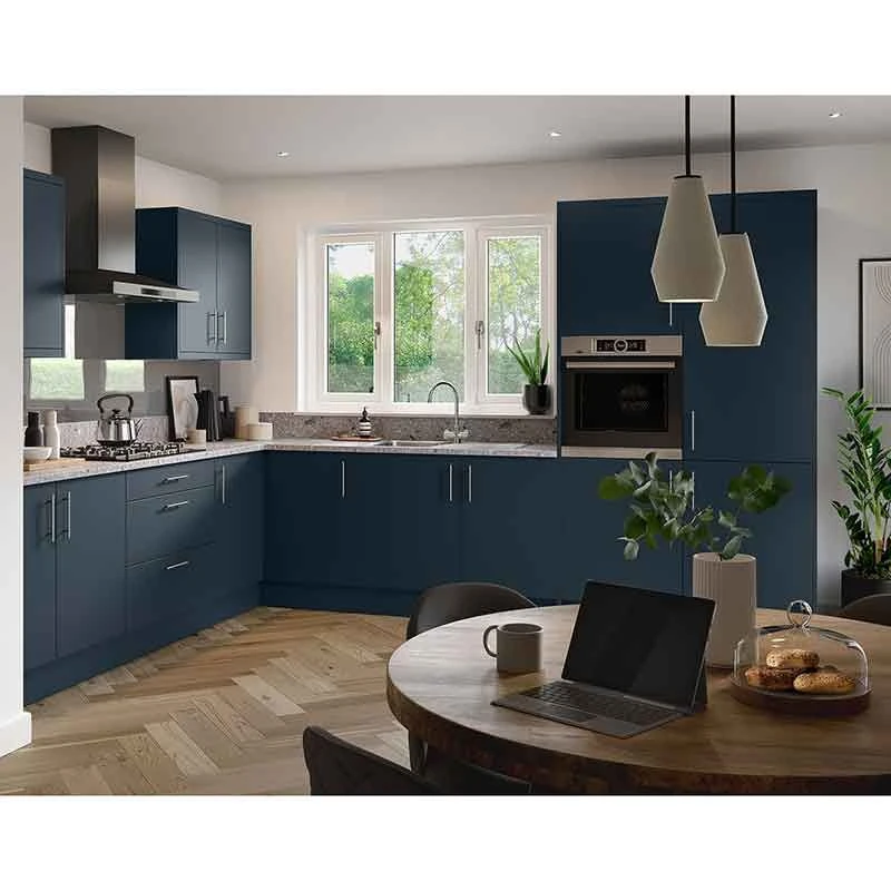 Kitchen Kit Slab 600mm Tall Larder Cabinet - Ultra Matt - Indigo Blue - Flatpacked - FKKF1334 Kitchen Kit Slab 600mm Tall Larder Cabinet - Ultra Matt - Indigo Blue - Flatpacked - FKKF1334 -Kitchen Series Shop k i kitchen kit fkkf1334 lifestyle1
