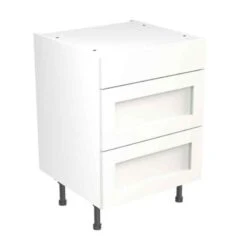 Kitchen Kit Shaker 600mm 3 Drawer Base Cabinet - Ultra Matt - White - Flatpacked - FKKH0506