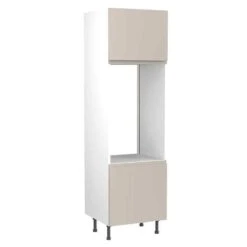 Kitchen Kit J-Pull 600mm Tall Double Oven Housing - Super Gloss - White - Flatpacked - FKKJ0021