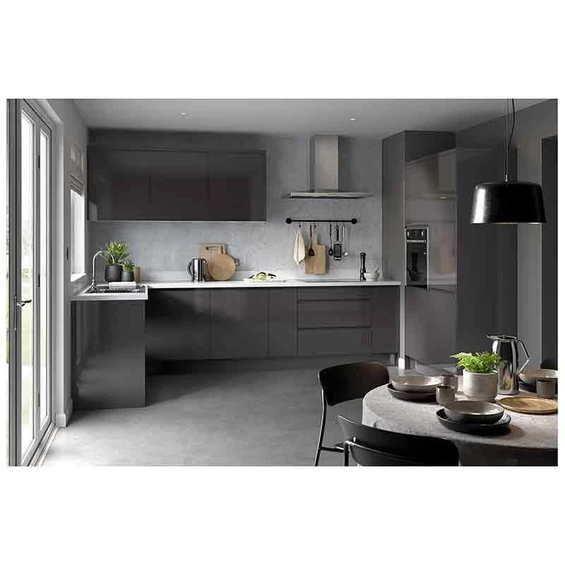 Kitchen Kit J-Pull 400mm Base Cabinet - Super Gloss - Graphite - Flatpacked - FKKJ0402 Kitchen Kit J-Pull 400mm Base Cabinet - Super Gloss - Graphite - Flatpacked - FKKJ0402 -Kitchen Series Shop k i kitchen kit fkkj0402 lifestyle1