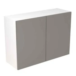 Kitchen Kit Rigid Slab 1000mm Wall Cabinet - Super Gloss - Dust Grey - Pre-Assembled - RKKF0315