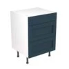 Kitchen Kit Rigid Shaker 600mm 3 Drawer Base Cabinet - Ultra Matt - Indigo Blue - Pre-Assembled - RKKH1306 -Kitchen Series Shop k i kitchen kit rkkh1306