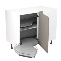 Kitchen Kit Rigid J-Pull 1000mm Blind Corner Base Cabinet With Pull Out Left Cabinet - Super Gloss - Dust Grey - Pre-Assembled - RKKJ0356