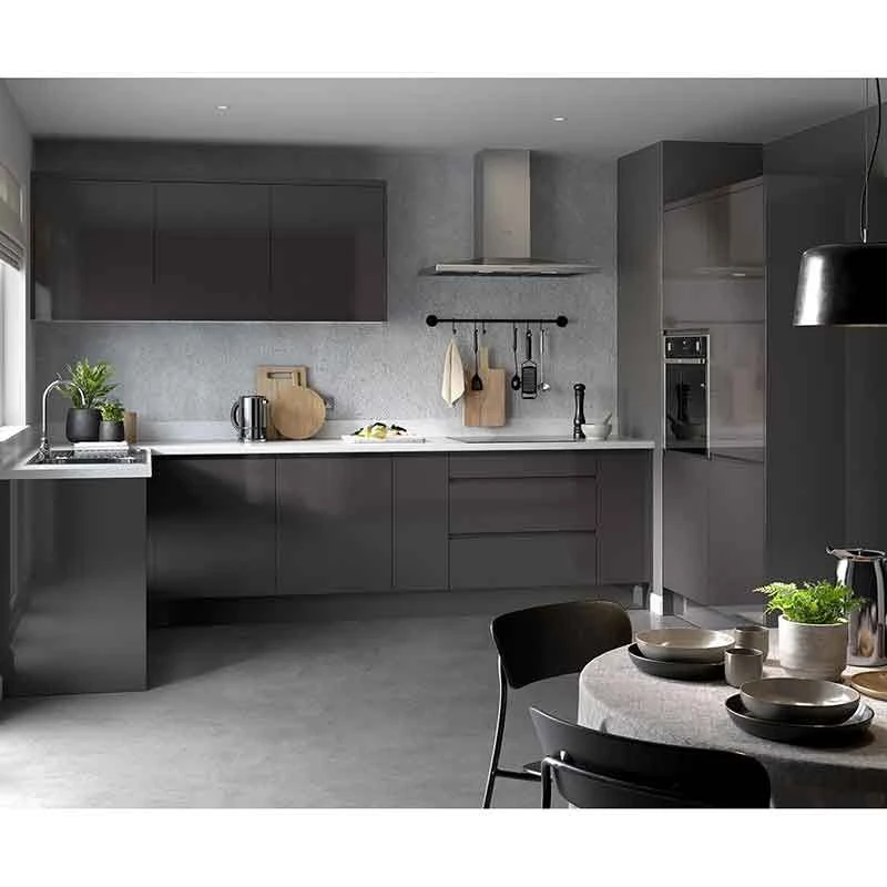 Kitchen Kit Rigid J-Pull 500mm Wall Cabinet - Super Gloss - Graphite - Pre-Assembled - RKKJ0413 Kitchen Kit Rigid J-Pull 500mm Wall Cabinet - Super Gloss - Graphite - Pre-Assembled - RKKJ0413 -Kitchen Series Shop k i kitchen kit rkkj0413 lifestyle