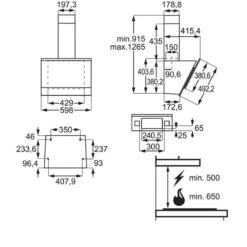 AEG DVE5671HG 60cm Vertical Chimney Hood - Black Glass & Stainless Steel -Kitchen Series Shop l a lae48023 3