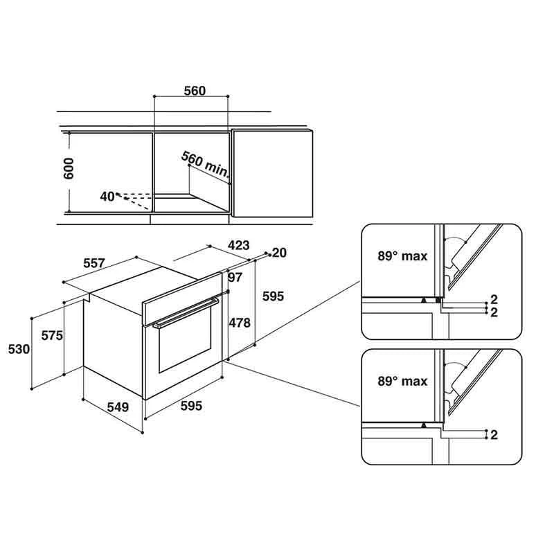 Indesit Aria IFW 6340 WH UK Built-In Single Electric Oven - White Indesit Aria IFW 6340 WH UK Built-In Single Electric Oven - White -Kitchen Series Shop l i lin2113 dimensions