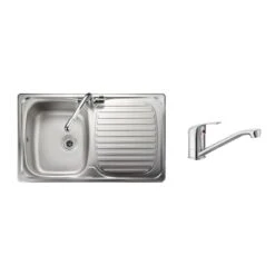 Leisure Linear Compact 1 Bowl Inset Kitchen Sink Reversible With Leisure Aquamono Single Lever Kitchen Mixer Tap & Waste - LR8001/TMO40