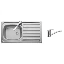 Leisure Linear 1 Bowl Inset Kitchen Sink With Leisure Aquamono Single Lever Kitchen Mixer Tap & Waste - LR9501/TMO40