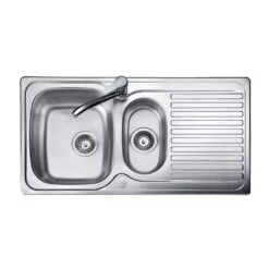 Leisure Linear 1.5 Bowl Inset Kitchen Sink With Reversible Drainer Shallow Main Bowl - Satin Stainless Steel - LR9502SB/