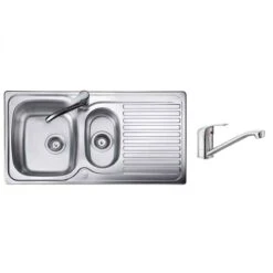 Leisure Linear 1.5 Bowl Inset Kitchen Sink With Leisure Aquamono Single Lever Kitchen Mixer Tap & Waste - LR9502/TMO40