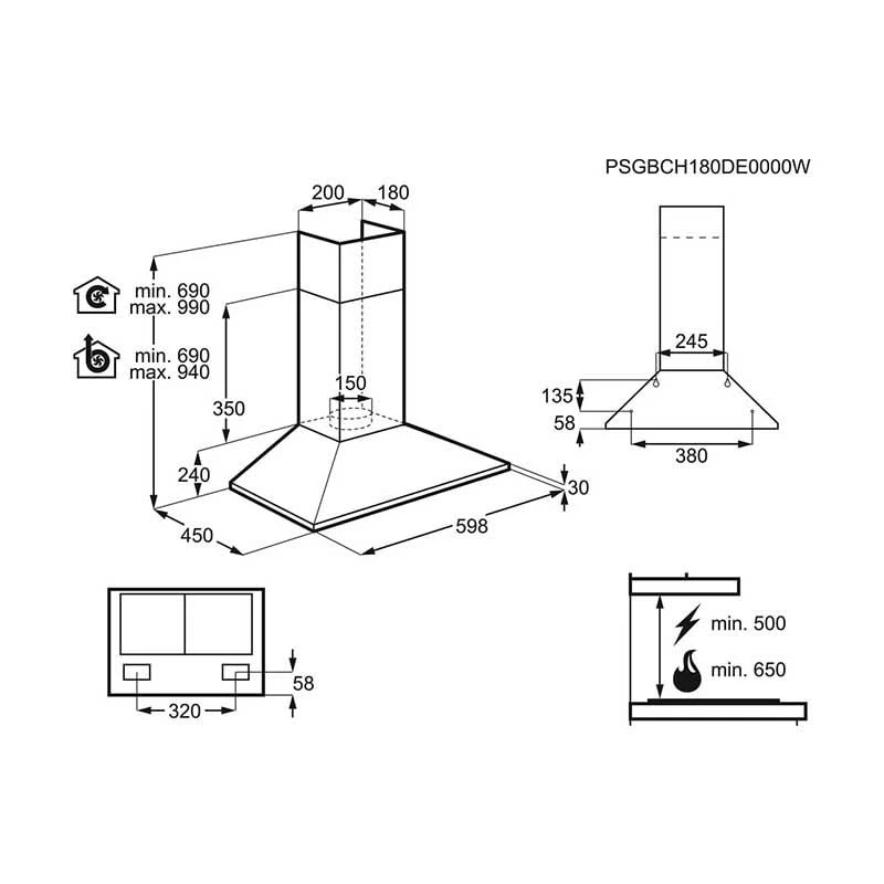 Zanussi ZFCT16X 60cm Chimney Hood - Stainless Steel Zanussi ZFCT16X 60cm Chimney Hood - Stainless Steel -Kitchen Series Shop l z lza48012 dimensions