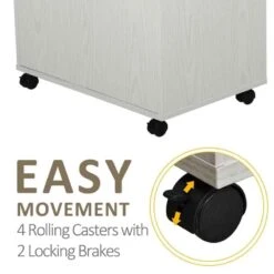 HOMCOM Modern Rolling Storage Trolley - 604mm - White - 835-258WT 4 HOMCOM Modern Rolling Storage Trolley - 604mm - White - 835-258WT -Kitchen Series Shop lbda6317dc253b05c.jpg