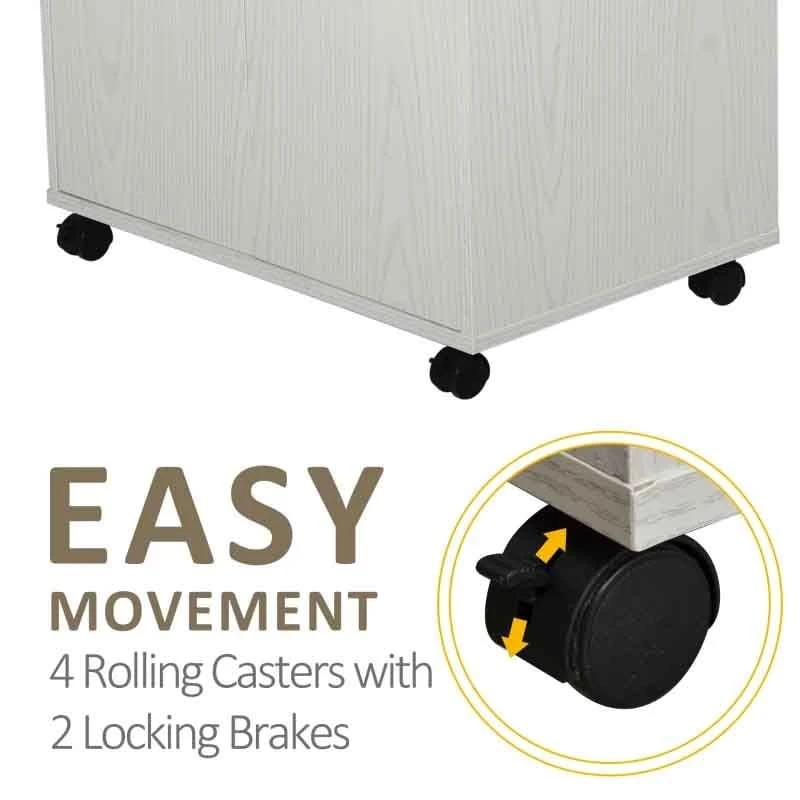 HOMCOM Modern Rolling Storage Trolley - 604mm - White - 835-258WT HOMCOM Modern Rolling Storage Trolley - 604mm - White - 835-258WT -Kitchen Series Shop lbda6317dc253b05c.jpg