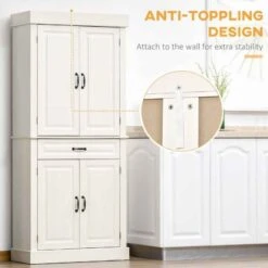 HOMCOM Freestanding Kitchen Cabinet With Wide Shelves - White Wood Grain - 835-346V01 -Kitchen Series Shop lgpb101880f5518d6.jpg