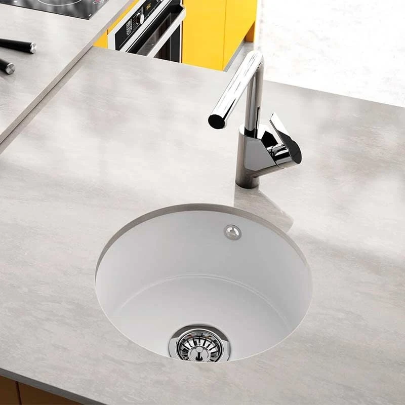 Thomas Denby Metro 1 Bowl Ceramic Round Bowl Kitchen Sink - White - MET1060 Thomas Denby Metro 1 Bowl Ceramic Round Bowl Kitchen Sink - White - MET1060 -Kitchen Series Shop met1060