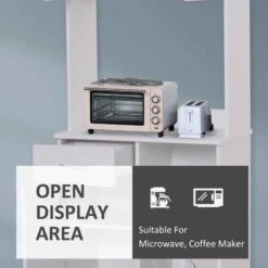 HOMCOM Tall Kitchen Cupboard With Countertop Storage - White - 801-098 5 HOMCOM Tall Kitchen Cupboard With Countertop Storage - White - 801-098 -Kitchen Series Shop mkr756181cd30adb0.jpg