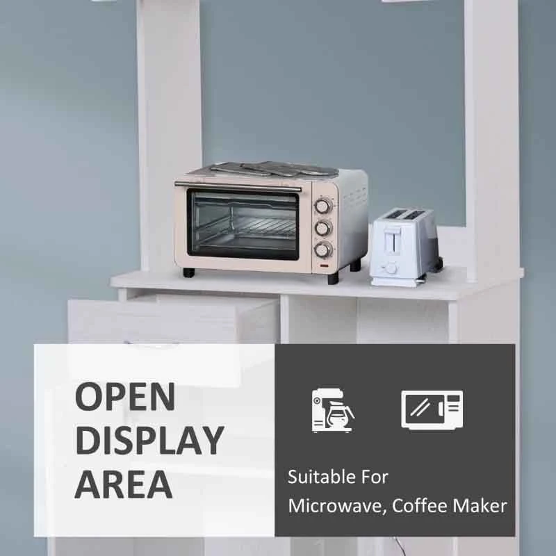 HOMCOM Tall Kitchen Cupboard with Countertop Storage - White - 801-098 HOMCOM Tall Kitchen Cupboard With Countertop Storage - White - 801-098 -Kitchen Series Shop mkr756181cd30adb0.jpg