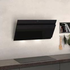 Neff N50 D95IHM1S2B 90cm Angled Chimney Wall Mounted Cooker Hood - Black Glass -Kitchen Series Shop n e neff n50 d95ihm1s2b 90cm angled chimney hood lifestyle2