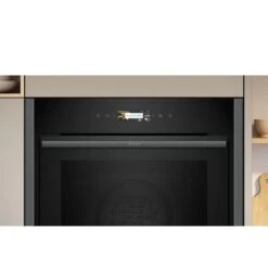 Neff N70 B54CR71G0B Bulit In Single Slide & Hide Pyrolytic Oven With Home Connect - Black With Graphite Grey Trim -Kitchen Series Shop n e neff n70 b54cr71g0b slide and hide pyrolytic oven front