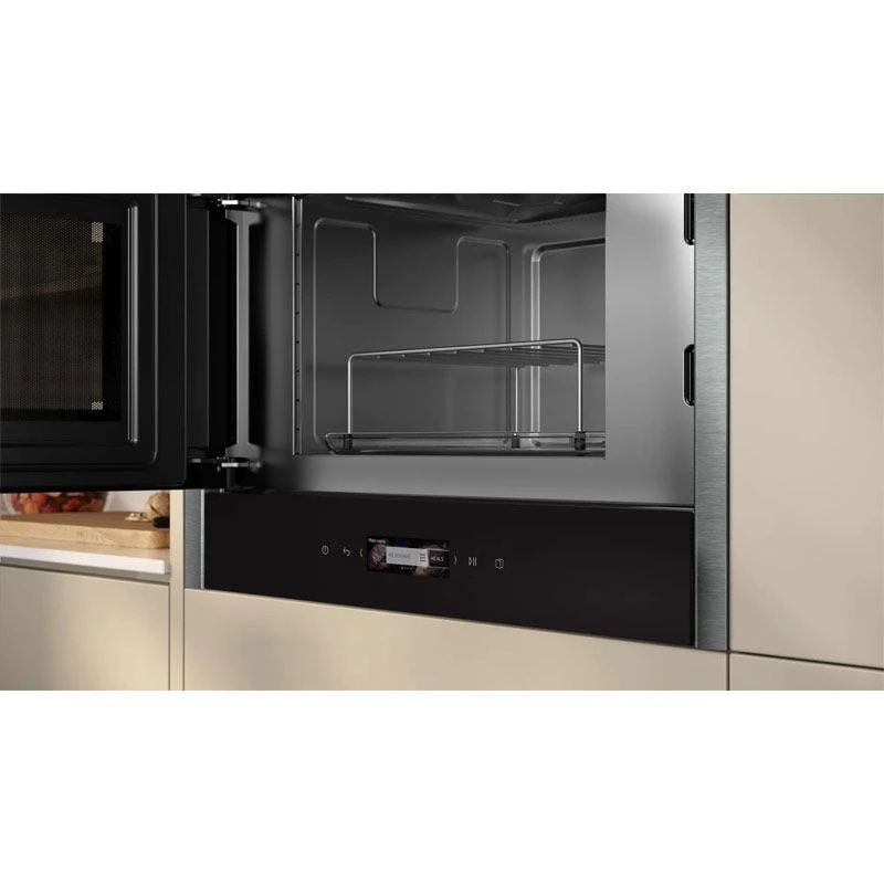 Neff N70 NL4GR31G1B Built In Microwave and Grill - Black with Graphite Grey Trim Neff N70 NL4GR31G1B Built In Microwave And Grill - Black With Graphite Grey Trim -Kitchen Series Shop n e neff n70 nl4gr31g1b microwave and grill open