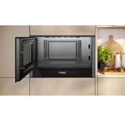Neff N70 NL4WR21G1B Built In Microwave - Black With Graphite Grey Trim -Kitchen Series Shop n e neff n70 nl4wr21g1b built in microwave open2