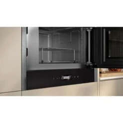 Neff N70 NR4GR31G1B Built In Microwave And Grill - Black With Graphite Grey Trim -Kitchen Series Shop n e neff n70 nr4gr31g1b microwave and grill open2