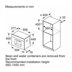 Neff N90 CL4TT11G0 2.4L Built In Coffee Machine With Home Connect - Black With Graphite Grey Trim -Kitchen Series Shop n e neff n90 cl4tt11g0 2.4l built in coffee machine dimensions