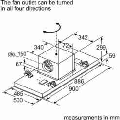 Neff N50 I95CAQ6N0B 90cm Ceiling Cooker Hood With Home Connect - Stainless Steel -Kitchen Series Shop n e neff i95caq6n0b dims