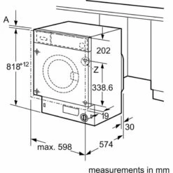 Neff W544BX2GB Built-In 8kg 1400rpm Washing Machine - White 7 Neff W544BX2GB Built-In 8kg 1400rpm Washing Machine - White -Kitchen Series Shop n e neff w544bx2gb dims