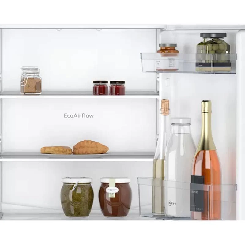 Neff N30 KI7851SF0G Built-In Frost Free 50/50 Fridge Freezer (Sliding Hinge) - White Neff N30 KI7851SF0G Built-In Frost Free 50/50 Fridge Freezer (Sliding Hinge) - White -Kitchen Series Shop neff n30ki7851sf05 storage shelves and side door units front view