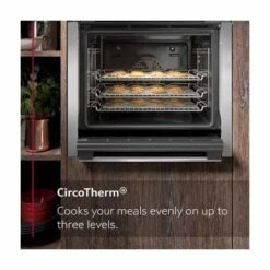 Neff N50 B3ACE4HG0B Built-In Slide & Hide Single Electric Oven - Graphite Grey -Kitchen Series Shop neff n50b3ace4hg0b even heat technology illustration front view