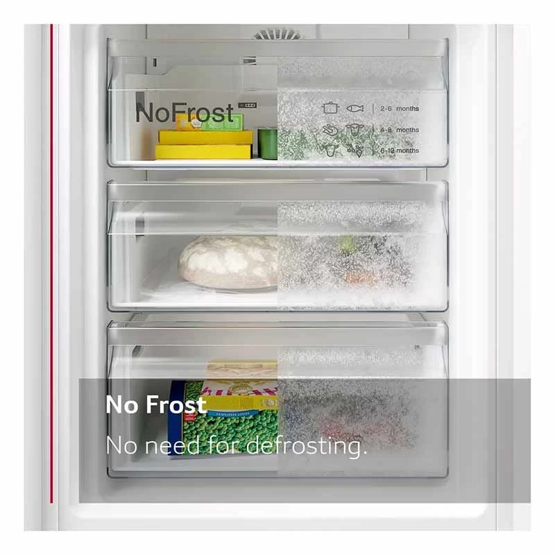 Neff N50 KI7862FE0G Built-In Frost Free 60/40 Fridge Freezer (Fixed Hinge) - White - KI7862FE0G Neff N50 KI7862FE0G Built-In Frost Free 60/40 Fridge Freezer (Fixed Hinge) - White - KI7862FE0G -Kitchen Series Shop neff n50ki7862fe0g no frost feature illustration