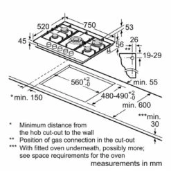 Neff N50 T27BB59N0 75cm Gas Hob - Stainless Steel - T27BB59N0 -Kitchen Series Shop neff t27bb59n0 7