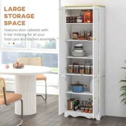 HOMCOM 4-Door Freestanding Kitchen Storage Unit - White - 835-663BN -Kitchen Series Shop o3j1e418a3b718f00.jpg