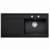 Thomas Denby Opus XL 1 Bowl Ceramic Kitchen Sink & LH Drainer - Black Satin - OPU1010LBL -Kitchen Series Shop o p opu1010lbl
