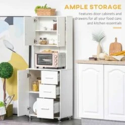 HOMCOM Modern Kitchen Cabinets With Storage - White - 835-341WT -Kitchen Series Shop oagec518a5fb50a12.jpg