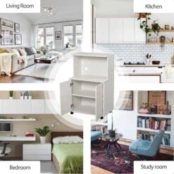 HOMCOM Modern Rolling Storage Trolley - 604mm - White - 835-258WT 5 HOMCOM Modern Rolling Storage Trolley - 604mm - White - 835-258WT -Kitchen Series Shop obo7d117dc253b05c.jpg