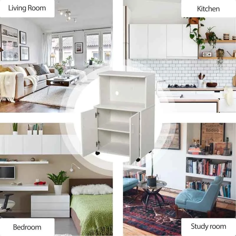 HOMCOM Modern Rolling Storage Trolley - 604mm - White - 835-258WT HOMCOM Modern Rolling Storage Trolley - 604mm - White - 835-258WT -Kitchen Series Shop obo7d117dc253b05c.jpg