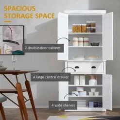 HOMCOM Traditional Freestanding Kitchen Unit - White - 835-042V01WT 6 HOMCOM Traditional Freestanding Kitchen Unit - White - 835-042V01WT -Kitchen Series Shop oxva09181cd9ae37f.jpg