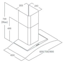 Prima 70cm Black Curved Glass Chimney Hood - PRCGH011 -Kitchen Series Shop p r prcgh011 1