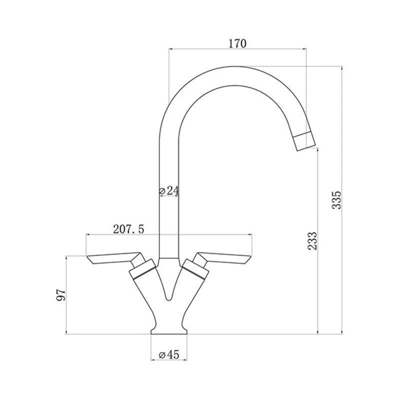 Prima V Shape Dual Lever Mixer Tap - Brushed Steel - BPR1058 Prima V Shape Dual Lever Mixer Tap - Brushed Steel - BPR1058 -Kitchen Series Shop p r prima bpr1058 dimensions