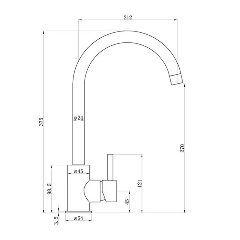 Prima Soho Single Lever Swan Neck Mixer Tap - Brushed Steel - BPR2055 Prima Soho Single Lever Swan Neck Mixer Tap - Brushed Steel - BPR2055 -Kitchen Series Shop p r prima bpr2055 dimensions