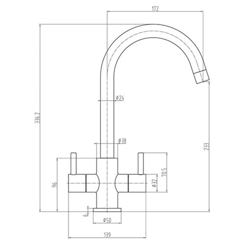Prima Staten Swan Neck Dual Lever Mixer Tap - Brushed Steel - BPR2206 Prima Staten Swan Neck Dual Lever Mixer Tap - Brushed Steel - BPR2206 -Kitchen Series Shop p r prima bpr2206 dimensions