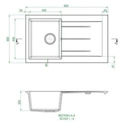 Prima+ 1 Bowl Granite Reversible Compact Inset Sink With Drainer - White - CPR345 -Kitchen Series Shop p r prima cpr345 1