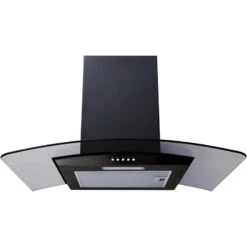 Prima PRCGH009 60cm Curved Glass Chimney Hood - Black - PRCGH009